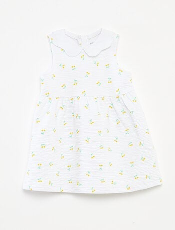 Vestido sin mangas de punto arrugado con motivo