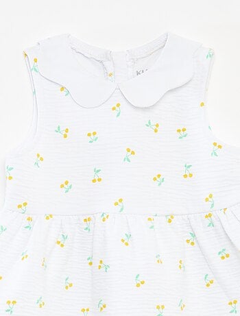 Vestido sin mangas de punto arrugado con motivo