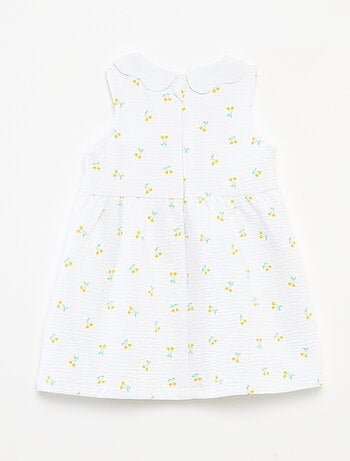 Vestido sin mangas de punto arrugado con motivo