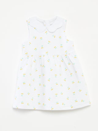 Vestido sin mangas de punto arrugado con motivo