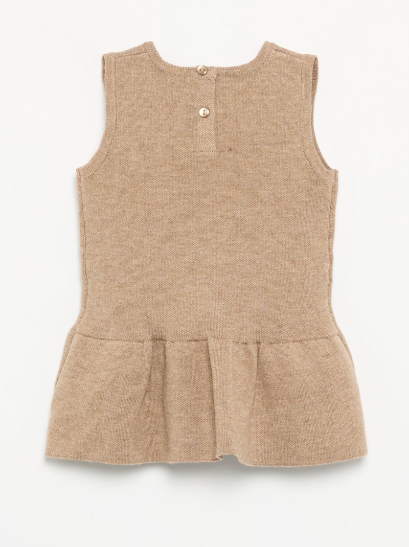 Vestido sin mangas de punto con lazos Beige - Kiabi