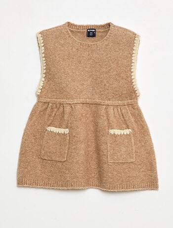 Vestido sin mangas de punto tricot con 2 bolsillos