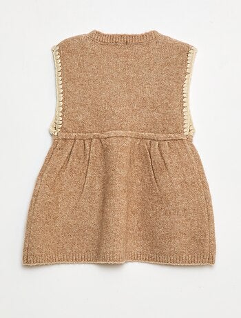 Vestido sin mangas de punto tricot con 2 bolsillos
