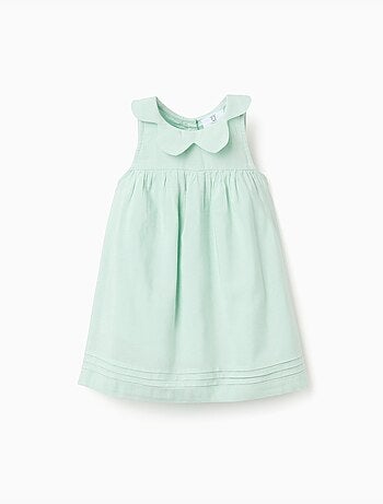 Vestido sin mangas en algodón y lino