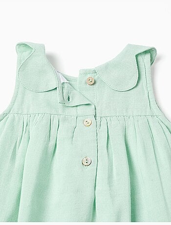 Vestido sin mangas en algodón y lino