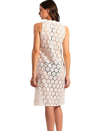 Vestido Sin Mangas Encaje Beach Flowers para Mujer