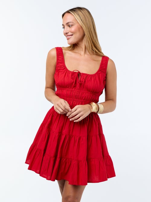 Vestido smock con volantes - Kiabi