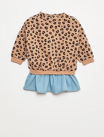 Vestido sudadera con efecto 2 en 1 en el bajo