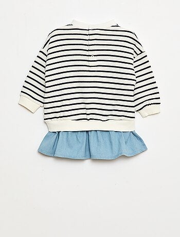 Vestido sudadera con efecto 2 en 1 en el bajo
