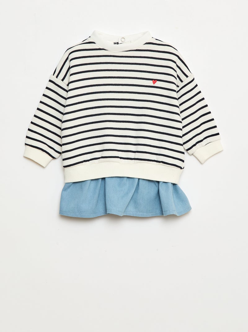 Vestido sudadera con efecto 2 en 1 en el bajo Blanco - Kiabi