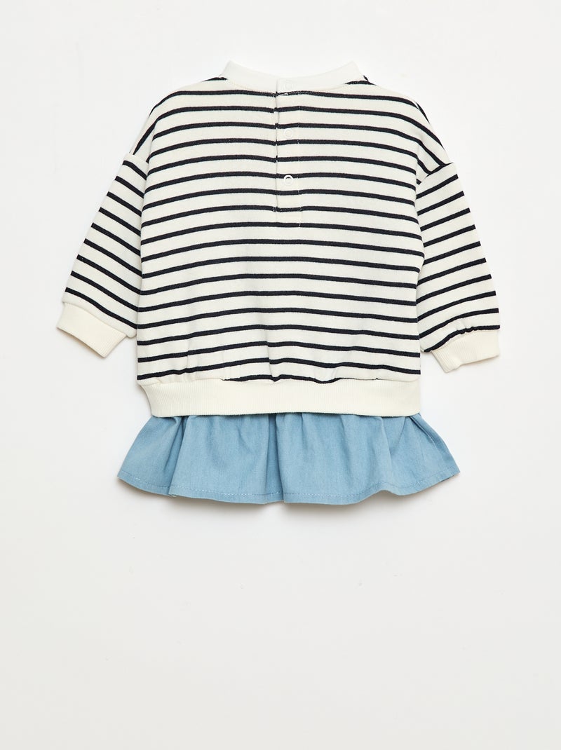 Vestido sudadera con efecto 2 en 1 en el bajo Blanco - Kiabi