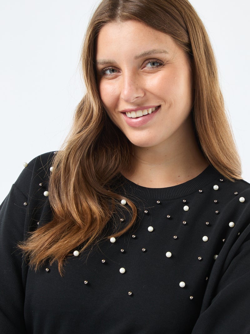 Vestido sudadera con perlas de fantasía 'Only Carmakoma' Negro - Kiabi