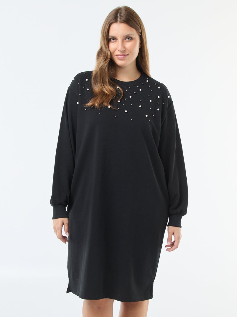 Vestido sudadera con perlas de fantasía 'Only Carmakoma' Negro - Kiabi