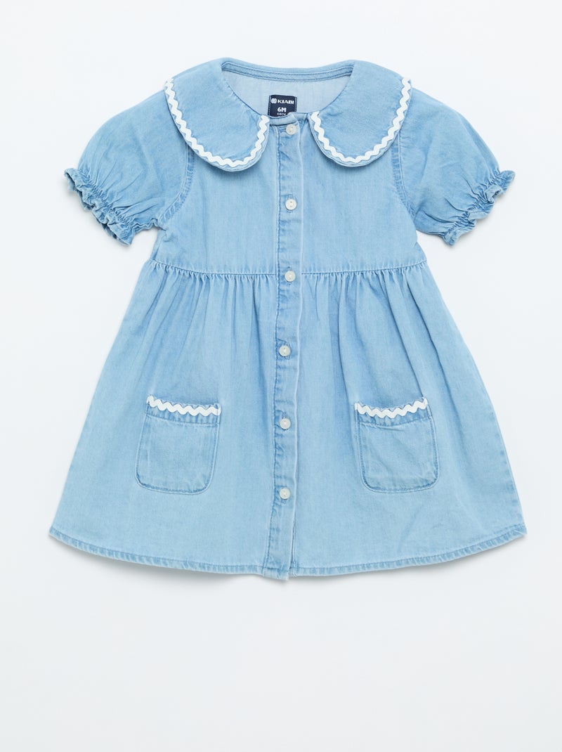Vestido tipo camisa de manga corta Azul - Kiabi