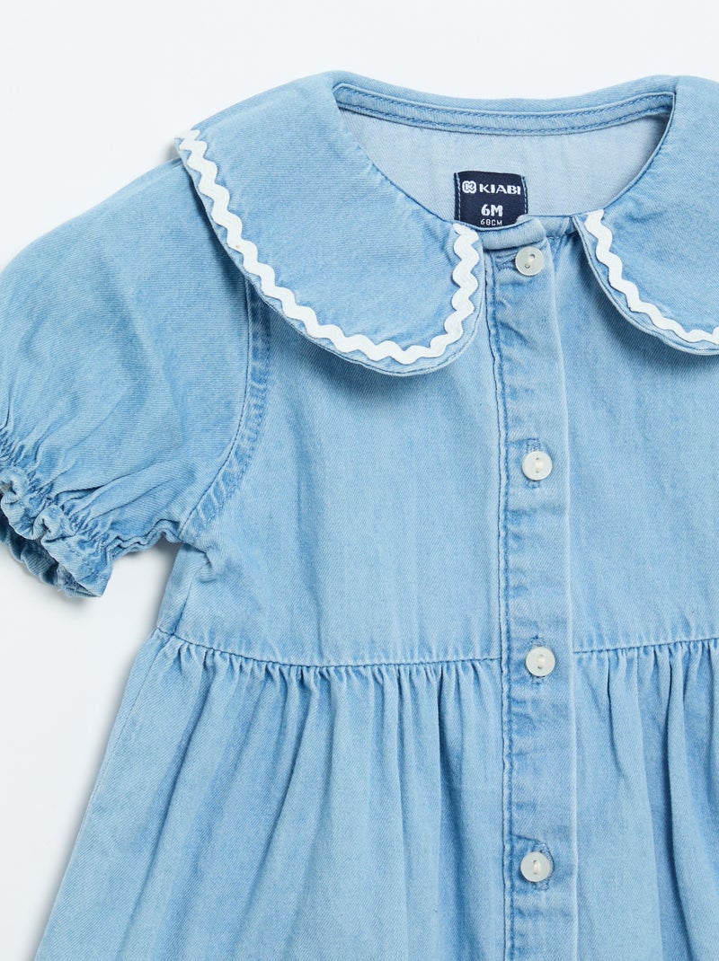 Vestido tipo camisa de manga corta Azul - Kiabi