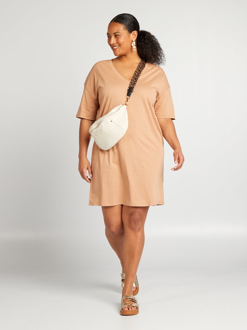Vestido tipo camiseta ancho MARRON - Kiabi