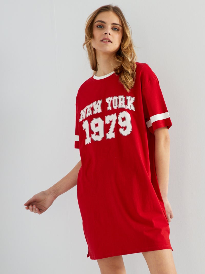Vestido tipo camiseta con estampado delantero BLANCO - Kiabi