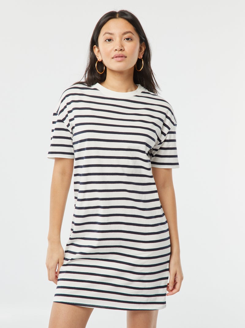 Vestido tipo camiseta de algodón BLANCO - Kiabi