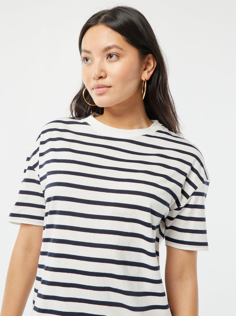 Vestido tipo camiseta de algodón BLANCO - Kiabi