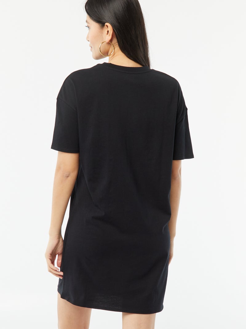Vestido tipo camiseta de algodón negro - Kiabi