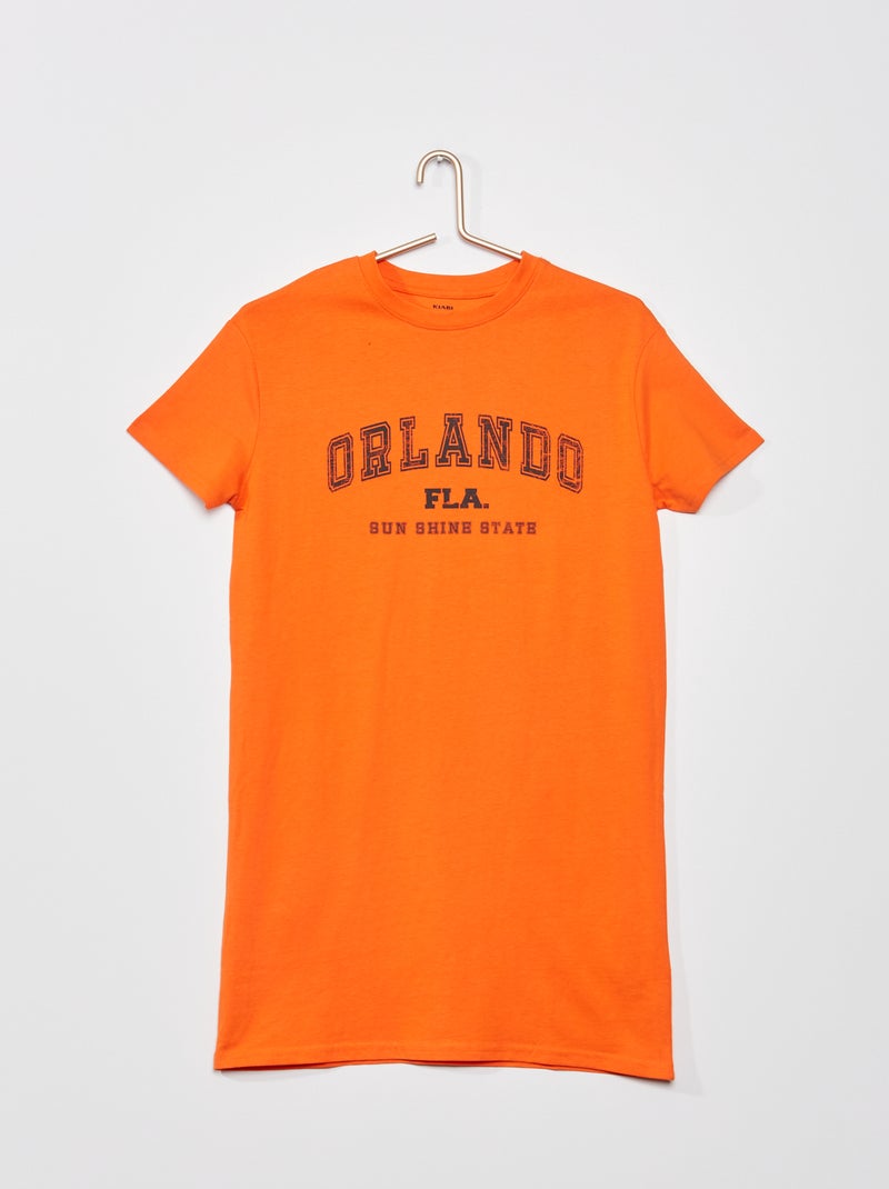 Vestido tipo camiseta de punto NARANJA - Kiabi