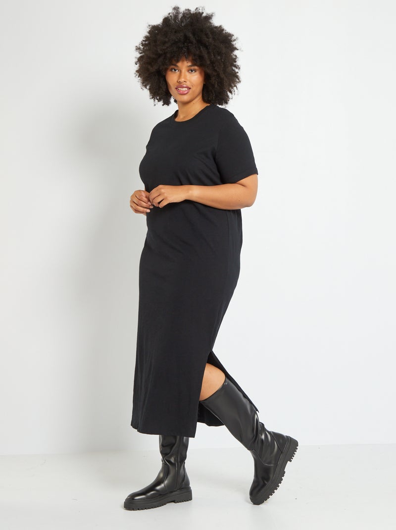 Vestido tipo camiseta de punto Negro - Kiabi