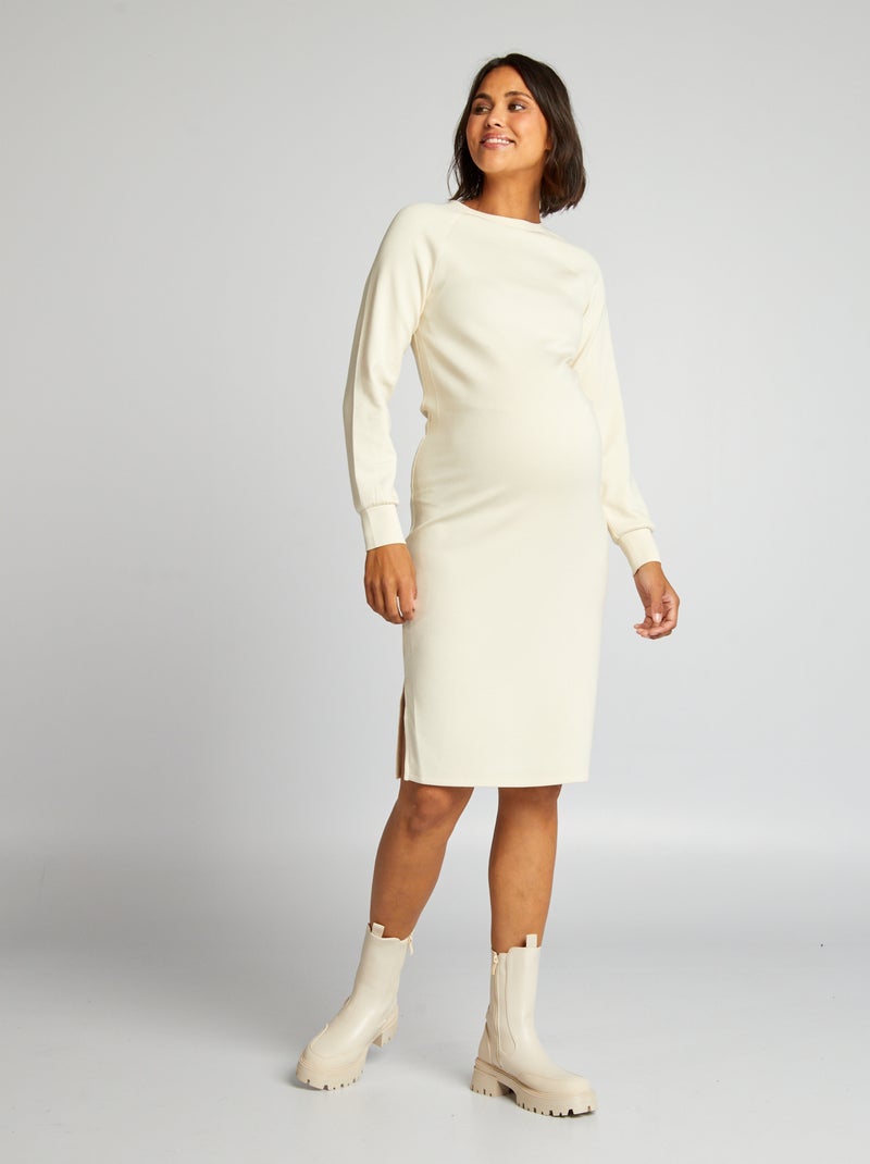 Vestido tipo camiseta de tejido suave beige - Kiabi