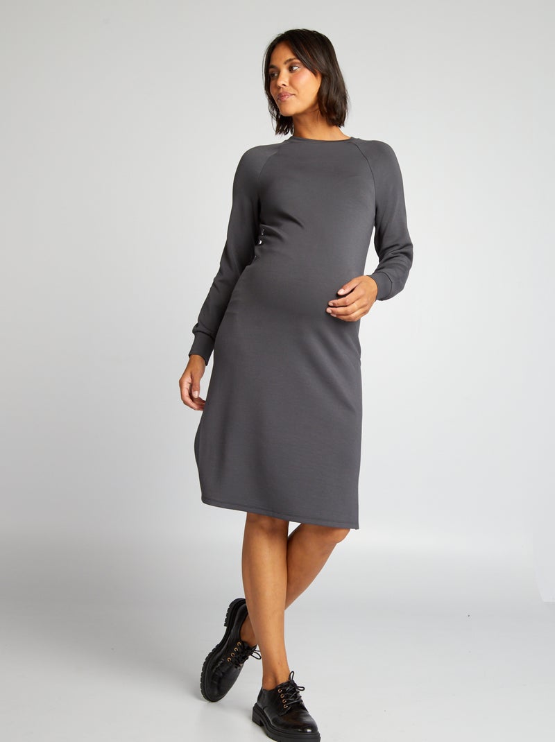Vestido tipo camiseta de tejido suave gris oscuro - Kiabi
