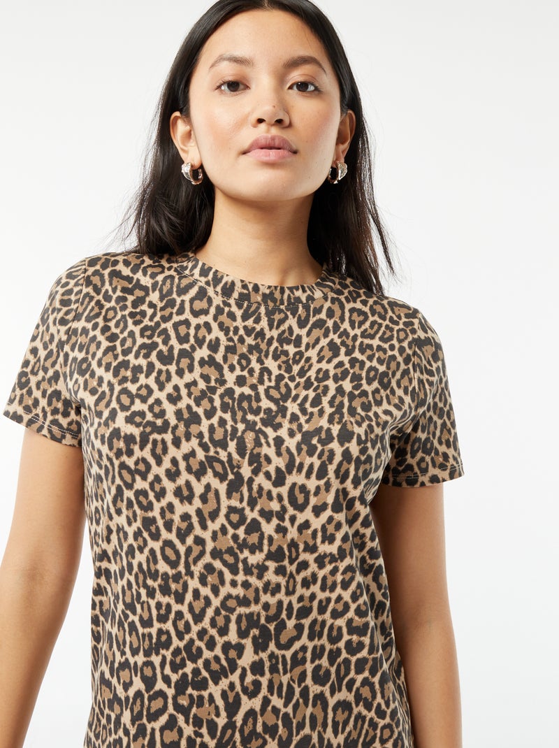 Vestido tipo camiseta largo BEIGE - Kiabi