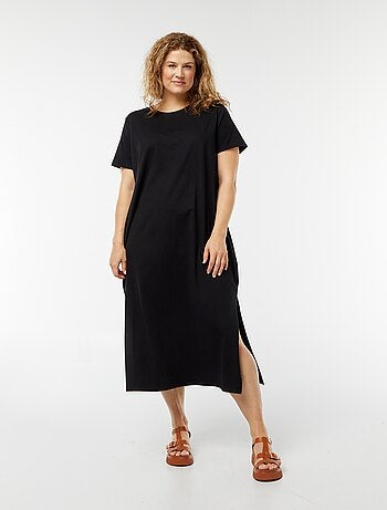 Vestido tipo camiseta largo de manga corta liso