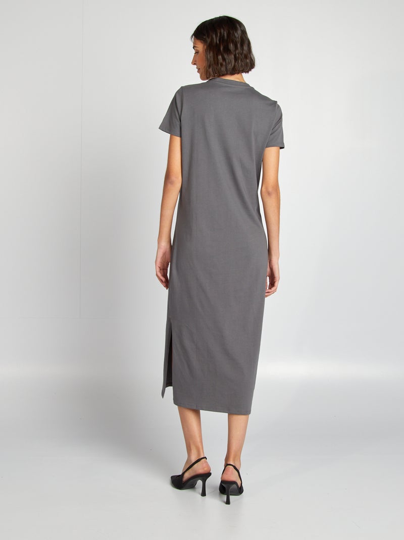 Vestido tipo camiseta largo GRIS - Kiabi