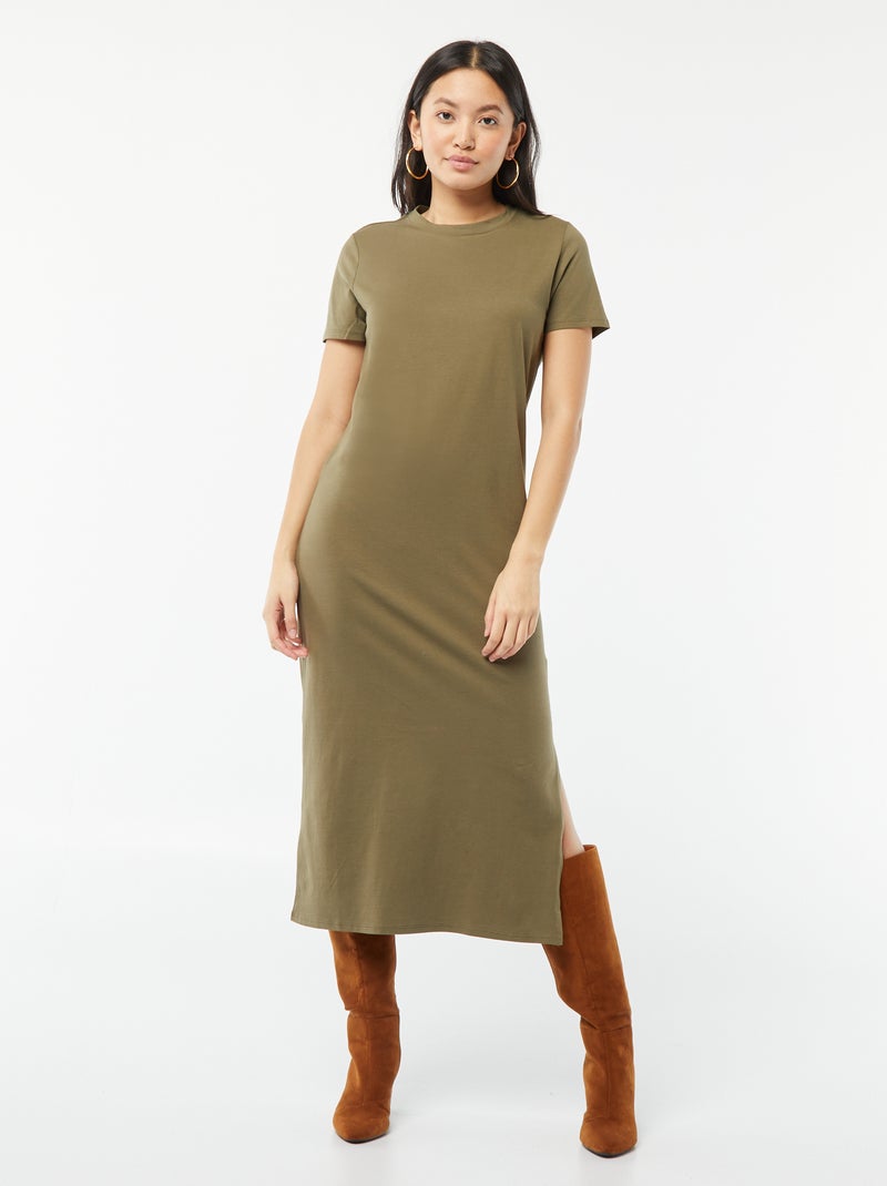 Vestido tipo camiseta largo KAKI Mujer Kiabi