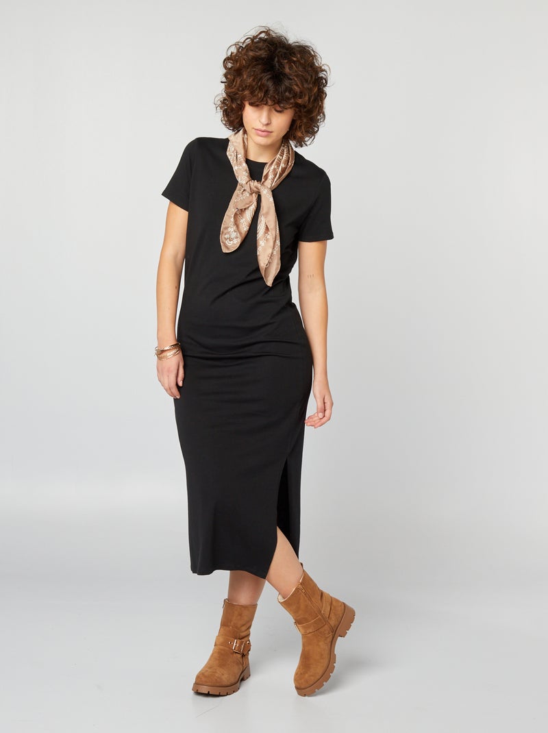 Vestido tipo camiseta largo NEGRO - Kiabi