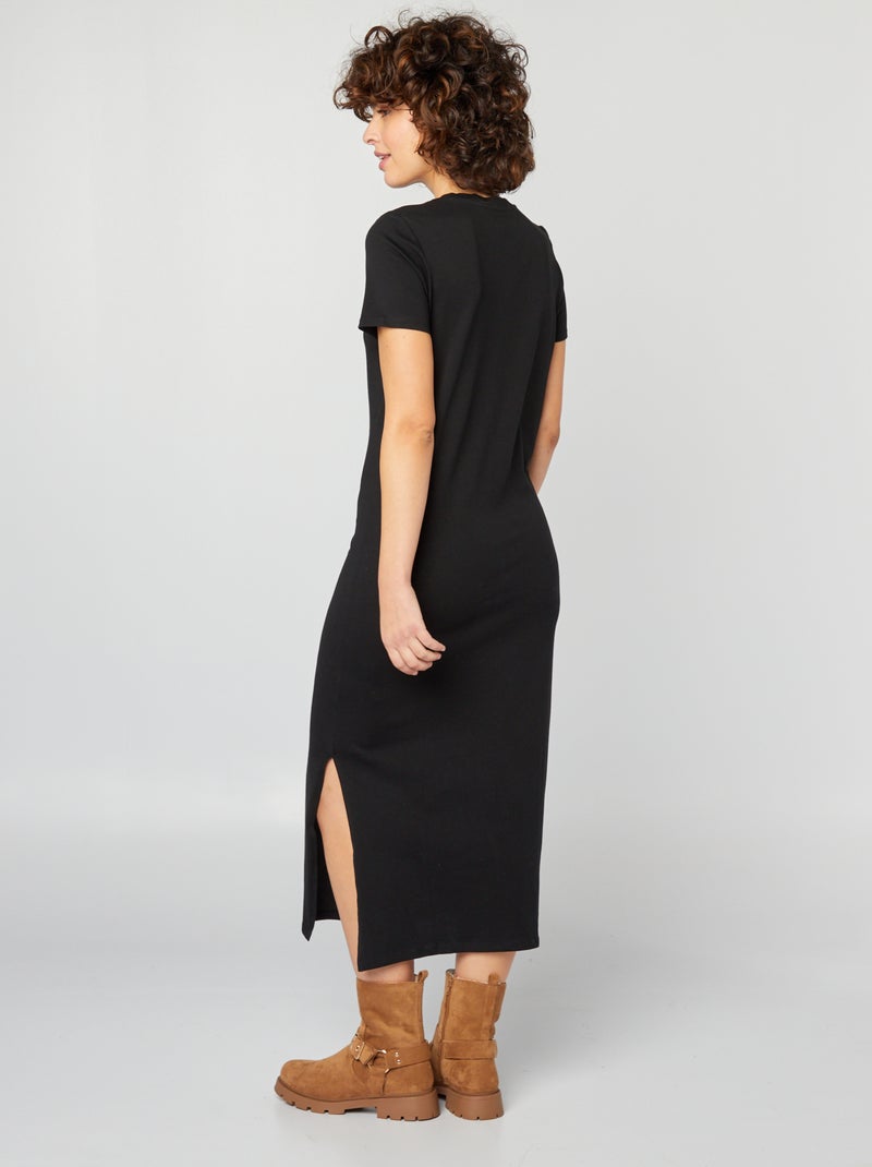 Vestido tipo camiseta largo NEGRO - Kiabi