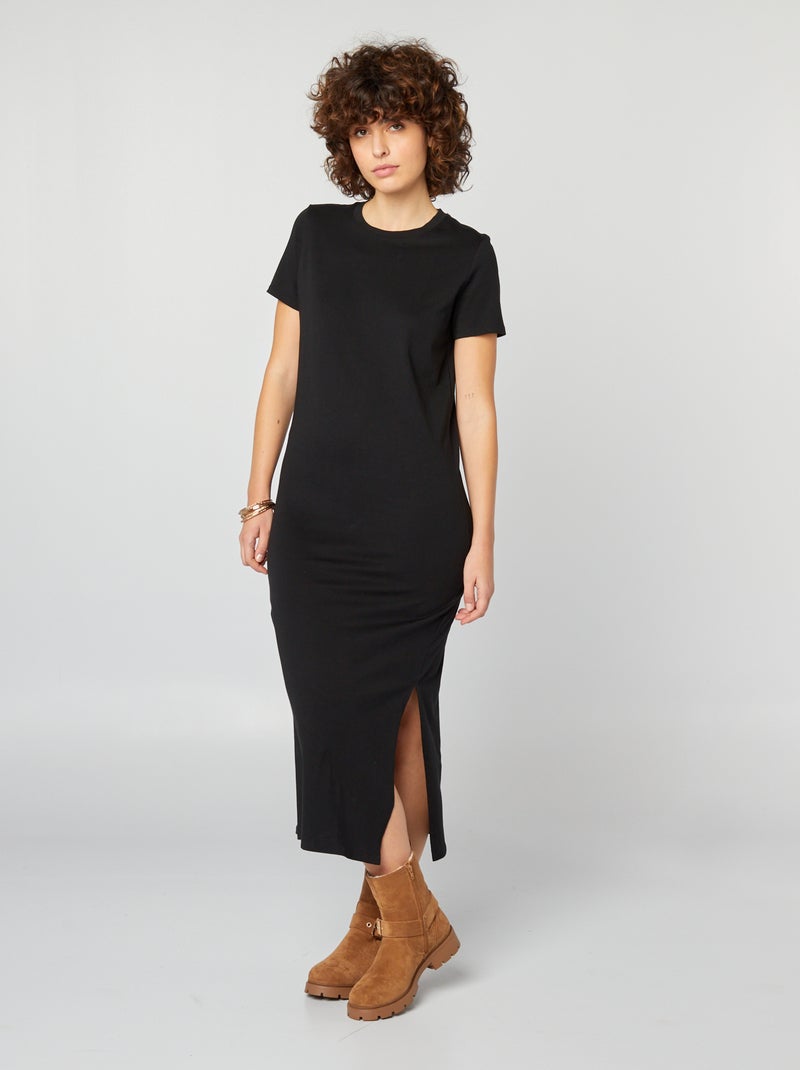 Vestido tipo camiseta largo NEGRO - Kiabi