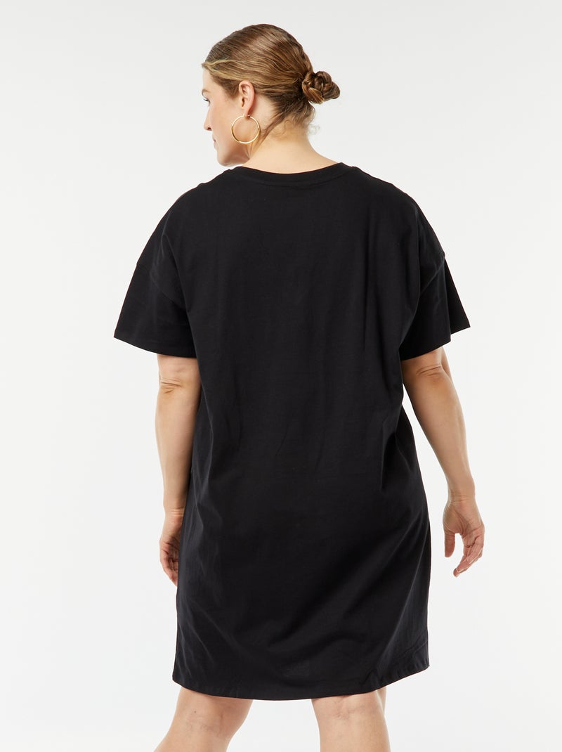 Vestido tipo camiseta largo negro - Kiabi