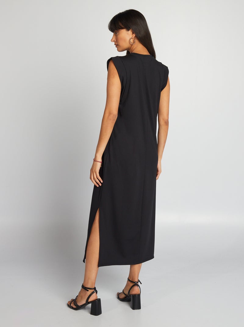 Vestido tipo camiseta midi negro - Kiabi
