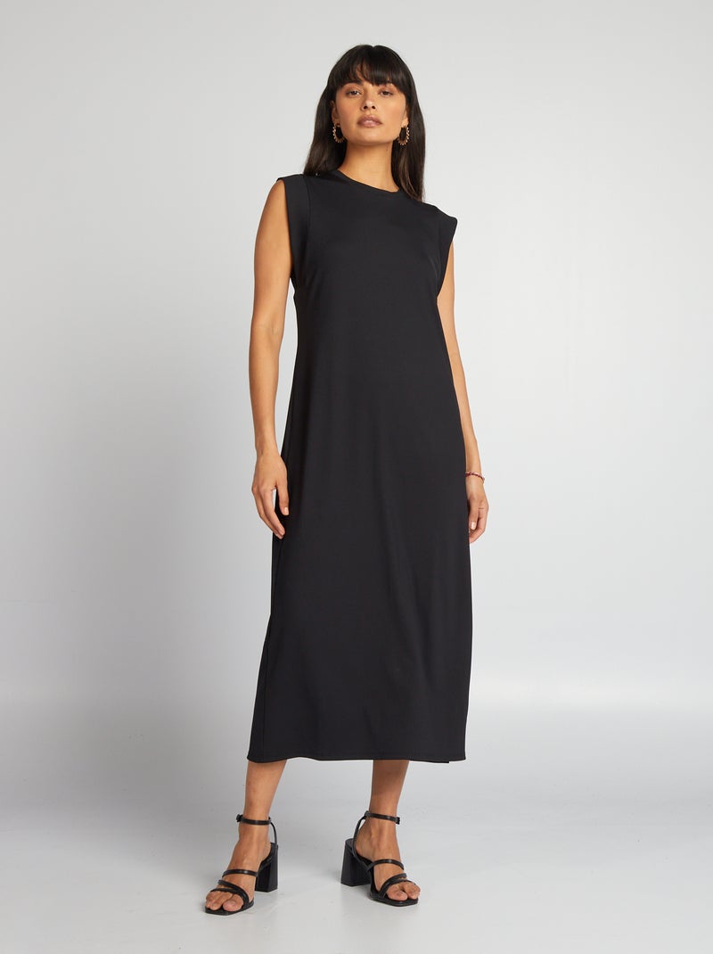 Vestido tipo camiseta midi negro - Kiabi