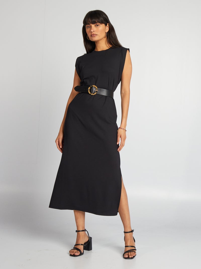 Vestido tipo camiseta midi negro - Kiabi