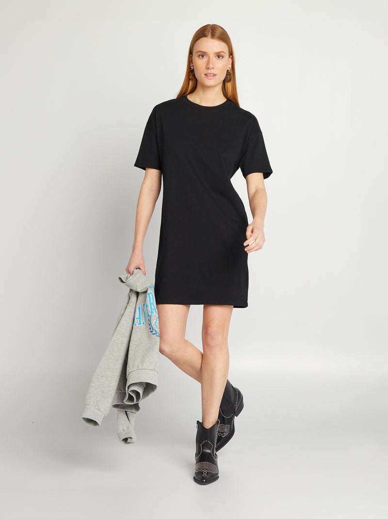 Vestido tipo camiseta negro - Kiabi
