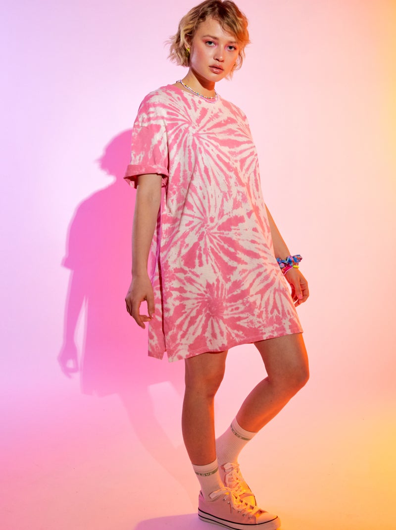 Vestido tipo camiseta tie-dye BLANCO - Kiabi
