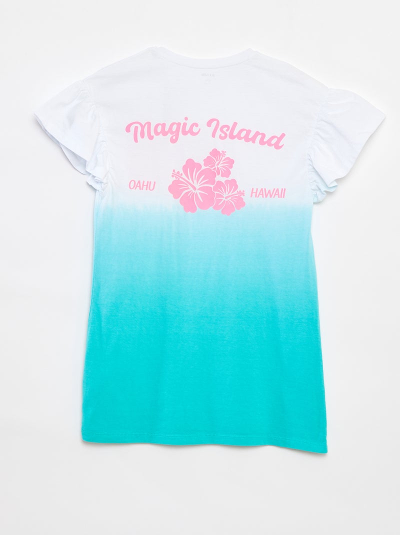 Vestido tipo camiseta tie dye con mangas con volantes Verde - Kiabi