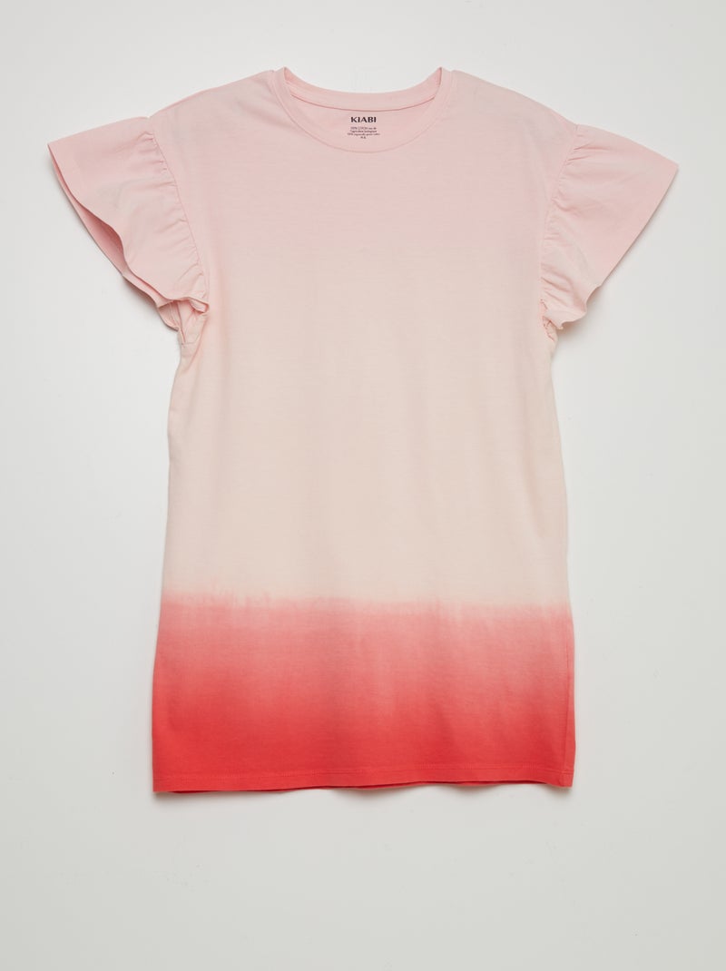 Vestido tipo camiseta tie-dye ROSA - Kiabi