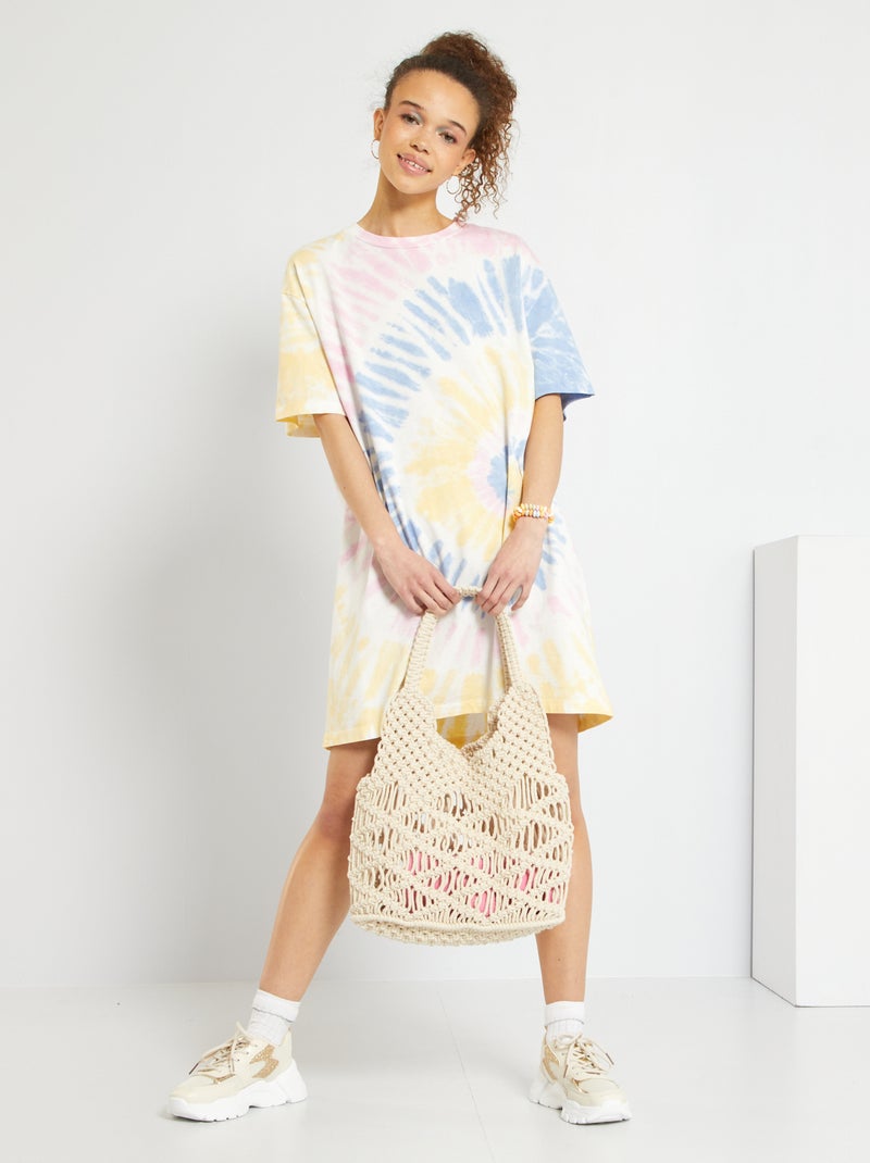 Vestido tipo camiseta 'tie-dye' ROSA - Kiabi