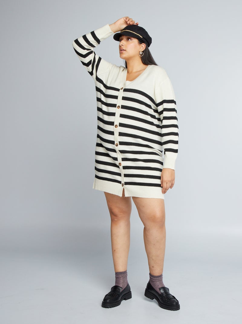Vestido tipo chaqueta de punto BEIGE - Kiabi