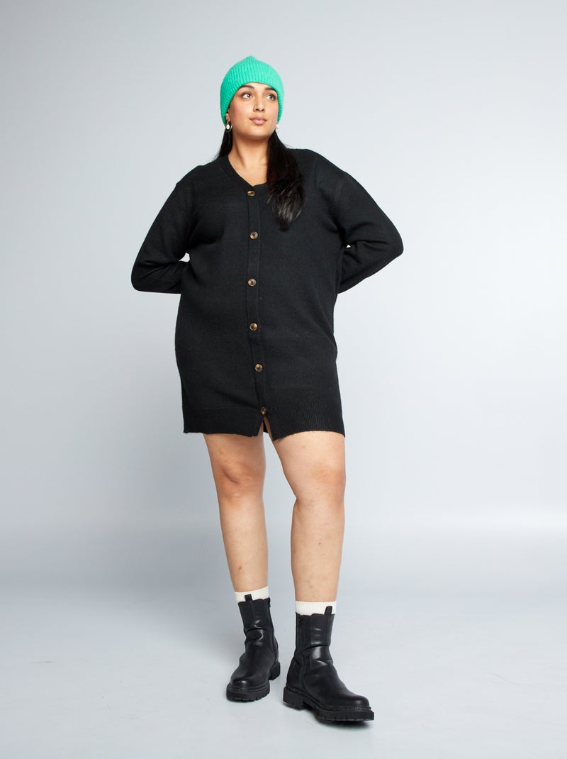 Vestido tipo chaqueta de punto negro - Kiabi