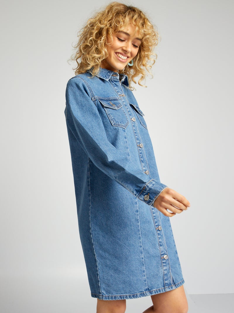 Vestido tipo chaqueta vaquera AZUL - Kiabi