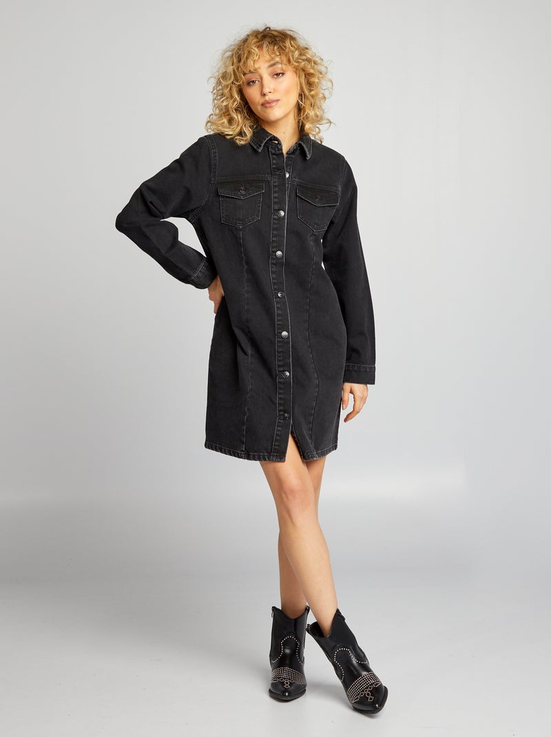 Vestido tipo chaqueta vaquera GRIS - Kiabi