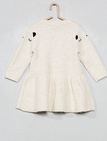 Vestido tipo jersey bordado - Kiabi