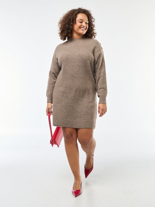 Vestido tipo jersey con botones decorativos en el hombro - Kiabi